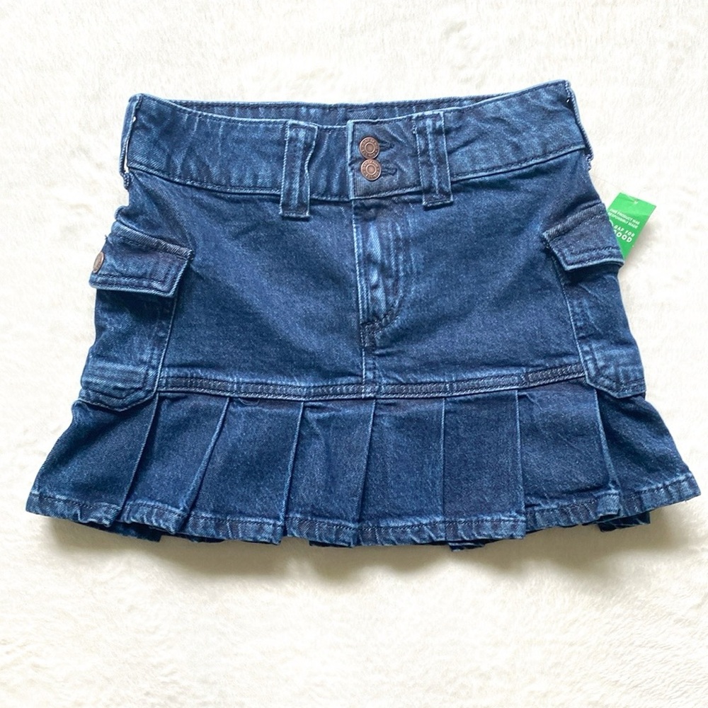 Pleated Denim Skirt